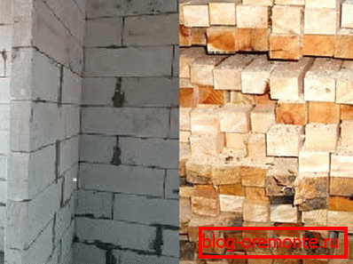 Любительское фото стены из газобетонных блоков и бруса из массива